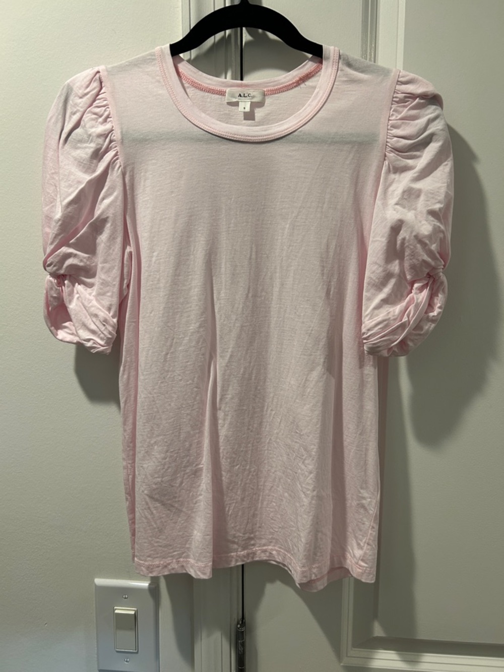 A.L.C. Puff Sleeve Crewneck Tee in Light Pink